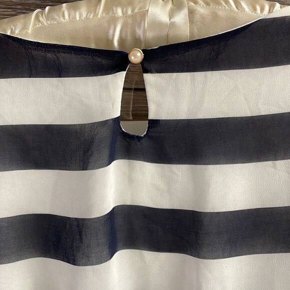 Charming Charlie Ladies Flowy Horizontal Striped Mini Dress, Size M, Black White - Picture 8 of 8